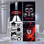 genç oyuncu odası spor araba yazılar - 4 adet yapışkanlı poster sticker etiketler - dolap cam oda için