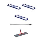 Orlon Mavi Statik Toz Mop Takımı Seti - 80 Cm. - 3 Adet Mop + Mop Tutucu + Sap - 1 Takım