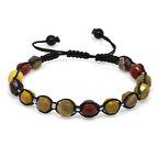 Makrome Örgülü Faset Kesim Mokait Doğaltaş Kadın Bileklik