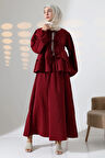 Kadın 100% Pamuk Modal Bordo Gömlek Etek Tesettür Takım