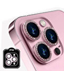 iPhone 15 Pro / Pro Max için IPG ProLENS Kamera Lens Koruyucu Elmas Taşlı Çerçeveli, Kırılmaz Cam