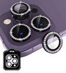 iPhone 16 Pro / Pro Max için IPG ProLENS Kamera Lens Koruyucu Elmas Taşlı Çerçeveli, Kırılmaz Cam