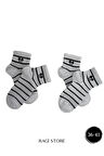 4'lü Çizgili Kadın Patik Çorap