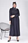 Kadın Büyük Beden Ay Yaka Anne Elbise Uzun Tesettür