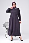 Kadın Büyük Beden Ay Yaka Anne Elbise Uzun Tesettür