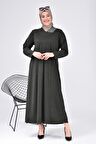 Kadın Büyük Beden Ay Yaka Anne Elbise Uzun Tesettür