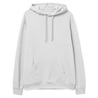 Basic  Baskısız Beyaz Hoodie