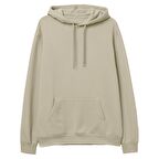 Basic  Baskısız Krem Hoodie