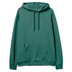 Basic  Baskısız Yeşil Hoodie