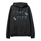 Game Over  Baskılı Siyah Hoodie