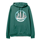 Sprit of the ocean  Baskılı Yeşil Hoodie