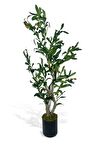 Yapay Çiçek Zeytin Ağacı Doğal Gövdeli Galvaniz Siyah Saksıda 95cm Yapay Ağaç