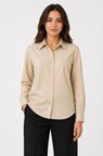İrha Kadın Bej Uzun Kollu Düğmeli Gömlek - Klasik Yaka Ofis ve Günlük Şıklık