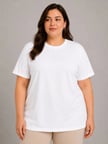 Terra Kadın Battal Big Size Basic Tişört Bisiklet Yaka Rahat Kalıp T-Shirt - Beyaz