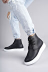 Matteo Bağcıklı Deri Erkek Günlük Spor Siyah Beyaz Bot
