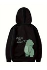 Baskılı Oversize Kapüşonlu Sweatshirt Hoodie - Siyah