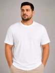 Cloud Erkek Battal Big Size Basic Tişört Bisiklet Yaka Rahat Kalıp T-Shirt - Beyaz