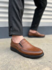 Kahverengi Classique Bağcıksız Cilt Erkek Günlük Klasik Ayakkabı