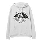 Umbrella  Baskılı Beyaz Hoodie