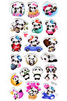 Sticker Kabartmalı Stiker Çıkartma Etiket (XHC163)-18x9 cm- Sevimli Panda