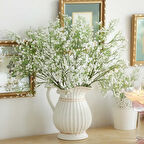 Uzun Dal Yapay Çiçek Plastik Beyaz Cipso 4Dallı 63cm