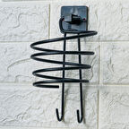 CT-STONES® Kendiliğinden Yapışkanlı Siyah Paslanmaz Metal Fön Makinesi Askısı Saç Kurutma Makinesi Tutacağı