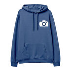 Photograph Baskılı Hoodie-Royal Mavi