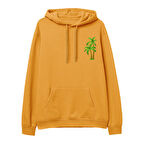 Palmiye Baskılı Hoodie-Portakal