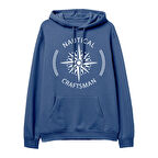 Nautical Craftsman Baskılı Hoodie-Royal Mavi