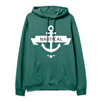 Nautical  Baskılı Yeşil Hoodie