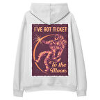 I’Ve got Tıcket Sırt Baskılı Hoodie-Beyaz