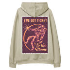 I’Ve got Tıcket Sırt Baskılı Hoodie-Krem