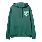 Bear  Baskılı Yeşil Hoodie