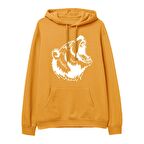 Bear Big Baskılı Hoodie-Portakal