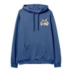Tiger Baskılı Hoodie-Royal Mavi