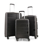 ÇÇS 5236 Polipropilen 3 Lü Valiz Seti Siyah