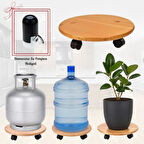 Yuvarlak Ahşap Damacana Saksı Altlığı Tüp Saksı Sehpası Otomatik Damacana Su Pompası Hediyeli 