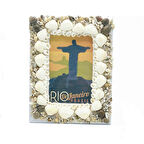 Dekoratif Ahşap Marin Deniz Kabuklu Resim Çerçevesi 16x22cm No:4