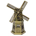 Vintage Metal Hollanda Yel Değirmeni Biblo Antik Bronz 17 cm