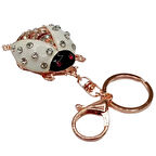 Kristal Taşlı Uğur Böceği Anahtarlık Beyaz No.1