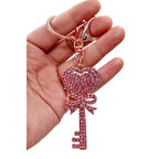 Kristal Taşlı Pembe Anahtar Anahtarlık No.1