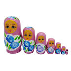 Ahşap Matruşka Bebek Yedili Set Gül Pembe