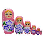 Ahşap Matruşka Bebek Altılı Set Açık Pembe No.2