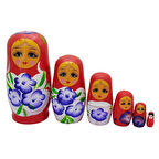Ahşap Matruşka Bebek Altılı Set Kırmızı