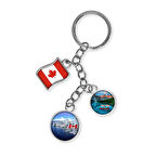 Kanada Üçlü Epoksi Metal Çift Taraflı Damla Anahtarlık Canada