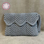 Uretti - Hülya 6683 5840 El Örgüsü Gri Makrome İp Clutch - Portföy Çanta