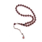 Küre Kesim 10x10 mm Ateş Kehribar Alpaka Püsküllü Tesbih