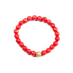 Özel Seri Gümüş Topuzlu Doğal Mercan Taşlı Bileklik 