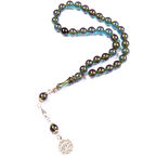 Küre Kesim 8x8 mm Bilek Boy Ateş Kehribar Alpaka Püsküllü Tesbih 