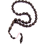 Arpa Kesim 15x11 mm İri Boy Abanoz Ağacı Sistem Püsküllü Tesbih